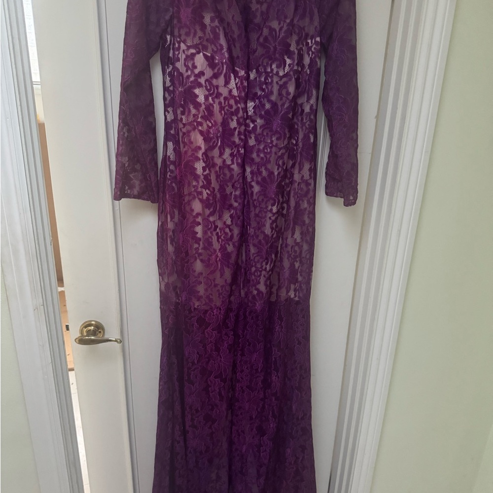 Elegant Purple Lace Gown